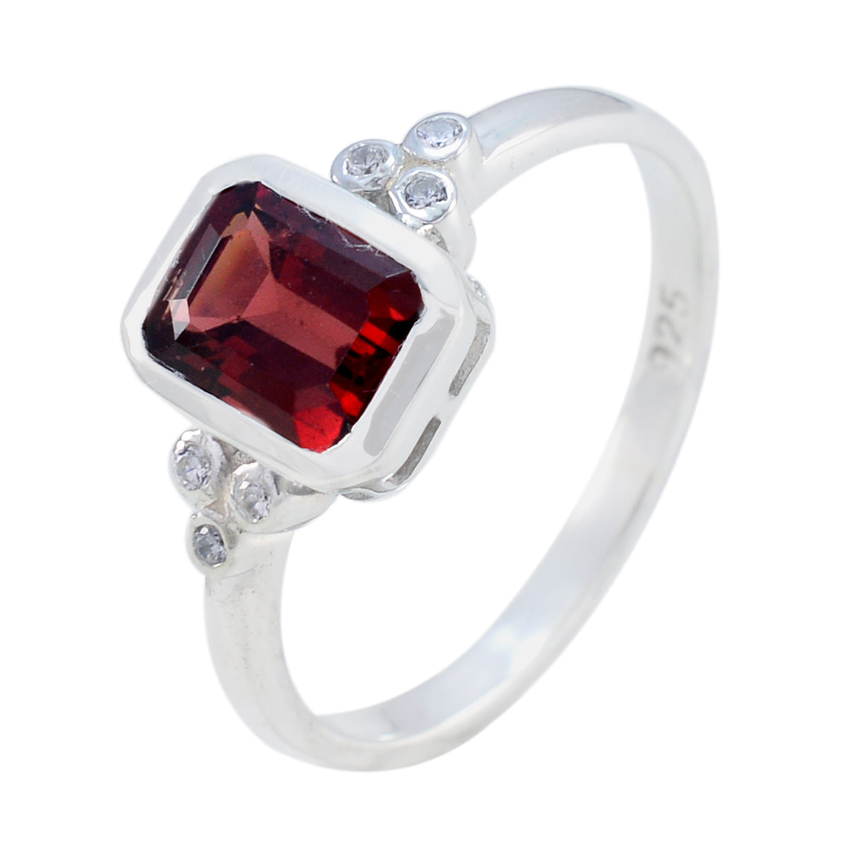 Garnet Halo Japanese 925 Silver Red Gems Dainty Romantic Ring Jewelry