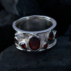 Garnet multiple German 925 Sterling Silver Red Gemstone Versatile Bubble Band Jewellery