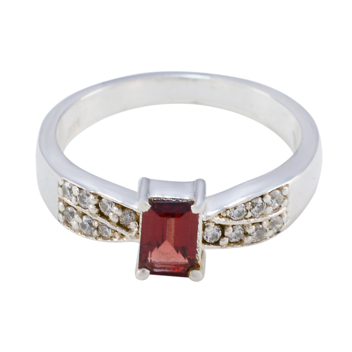 Garnet Halo Russian 925 Silver Red Gemstone Featherlight Fairytale Ring Jewelry Hoofdafbeelding