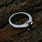 Garnet Halo German Sterling Silver Red Gemstones Featherlight Glamorous Ring Jewelry