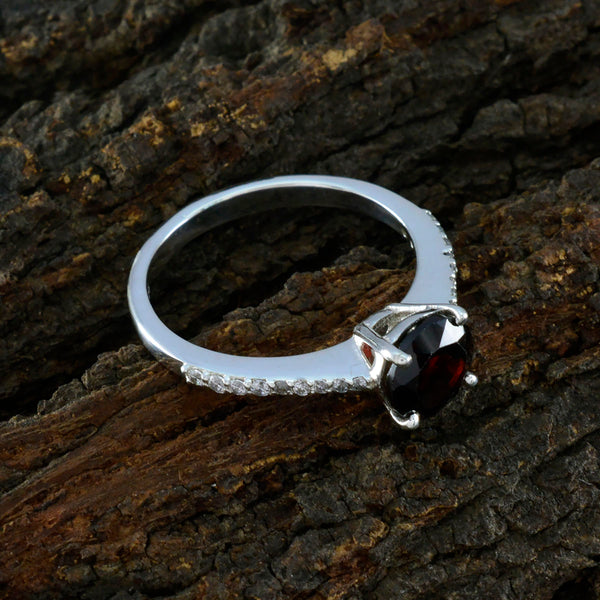 Garnet Halo German Sterling Silver Red Gemstones Featherlight Glamorous Ring Jewelry