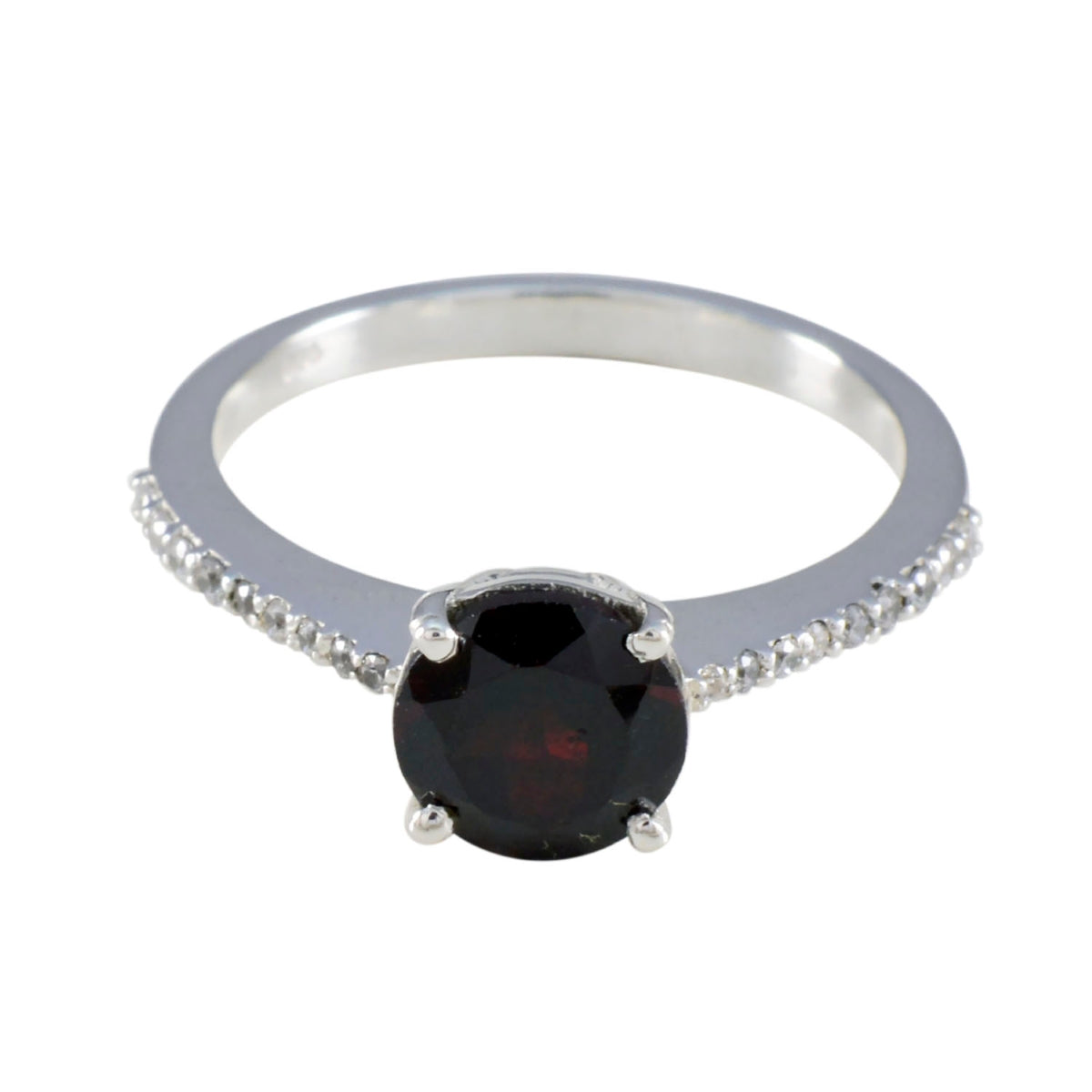 Granat Halo Deutsches Sterling Silber Rote Edelsteine Federleicht Glamouröser Ring Schmuck Hauptbild