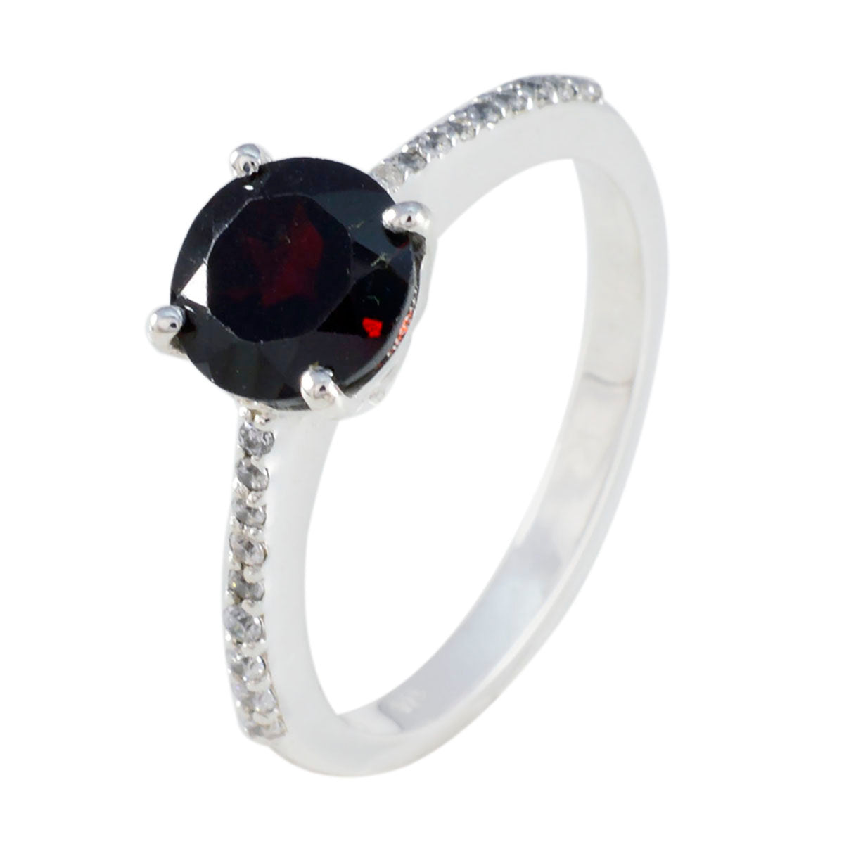Garnet Halo German Sterling Silver Red Gemstones Featherlight Glamorous Ring Jewelry