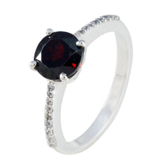 Granat Halo Deutsches Sterling Silber Rote Edelsteine Federleicht Glamouröser Ring Schmuck