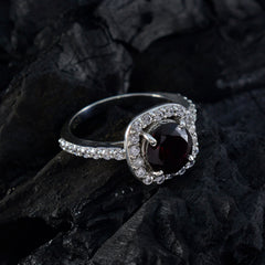 Garnet Halo German 92.5 Silver Red Gems Slim Boho Ring Jewellery