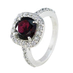 Garnet Halo German 92.5 Silver Red Gems Slim Boho Ring Jewellery