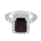 Garnet Halo African 925 Silver Red Gems Minimal Contemporary Ring Jewelry