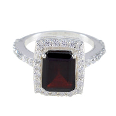 Garnet Halo African 925 Silver Red Gems Minimal Contemporary Ring Jewelry