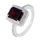 Garnet Halo African 925 Silver Red Gems Minimal Contemporary Ring Jewelry