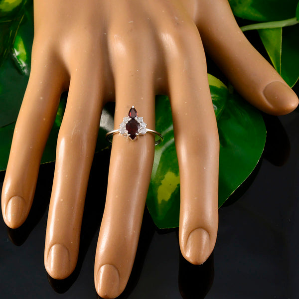 Garnet Toi et Moi American Sterling Silver Red Gems Elegant  Trendy Ring Jewellery
