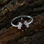 Garnet Toi et Moi American Sterling Silver Red Gems Elegant  Trendy Ring Jewellery