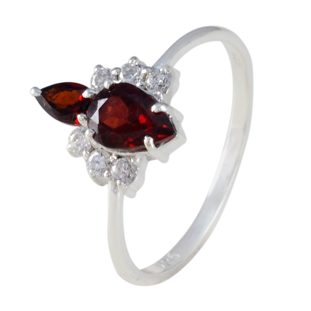 Garnet Toi et Moi American Sterling Silver Red Gems Elegant  Trendy Ring Jewellery