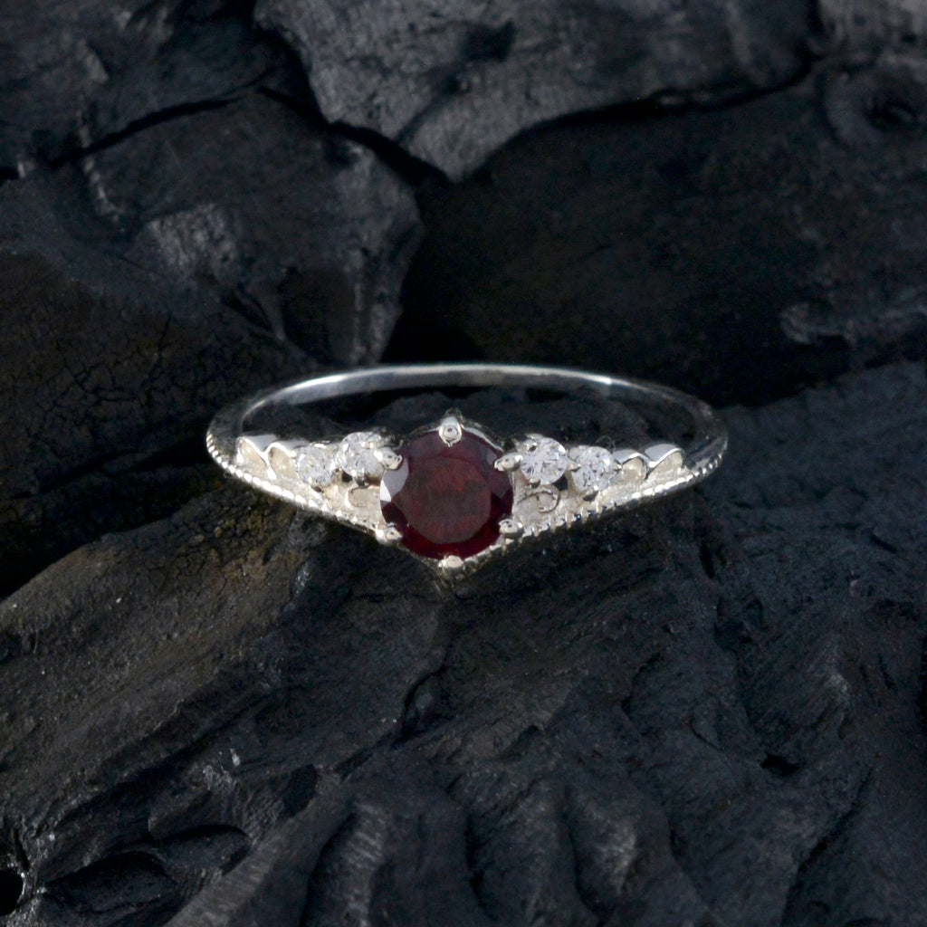 Granat Halo Amerikanischer Silber Roter Edelstein Eleganter Märchenring Schmuck