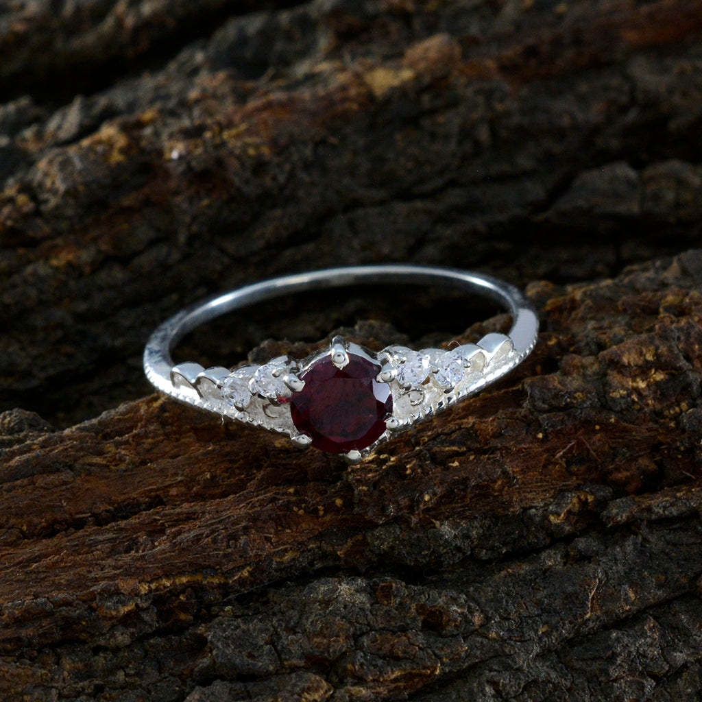 Granat Halo Amerikanischer Silber Roter Edelstein Eleganter Märchenring Schmuck