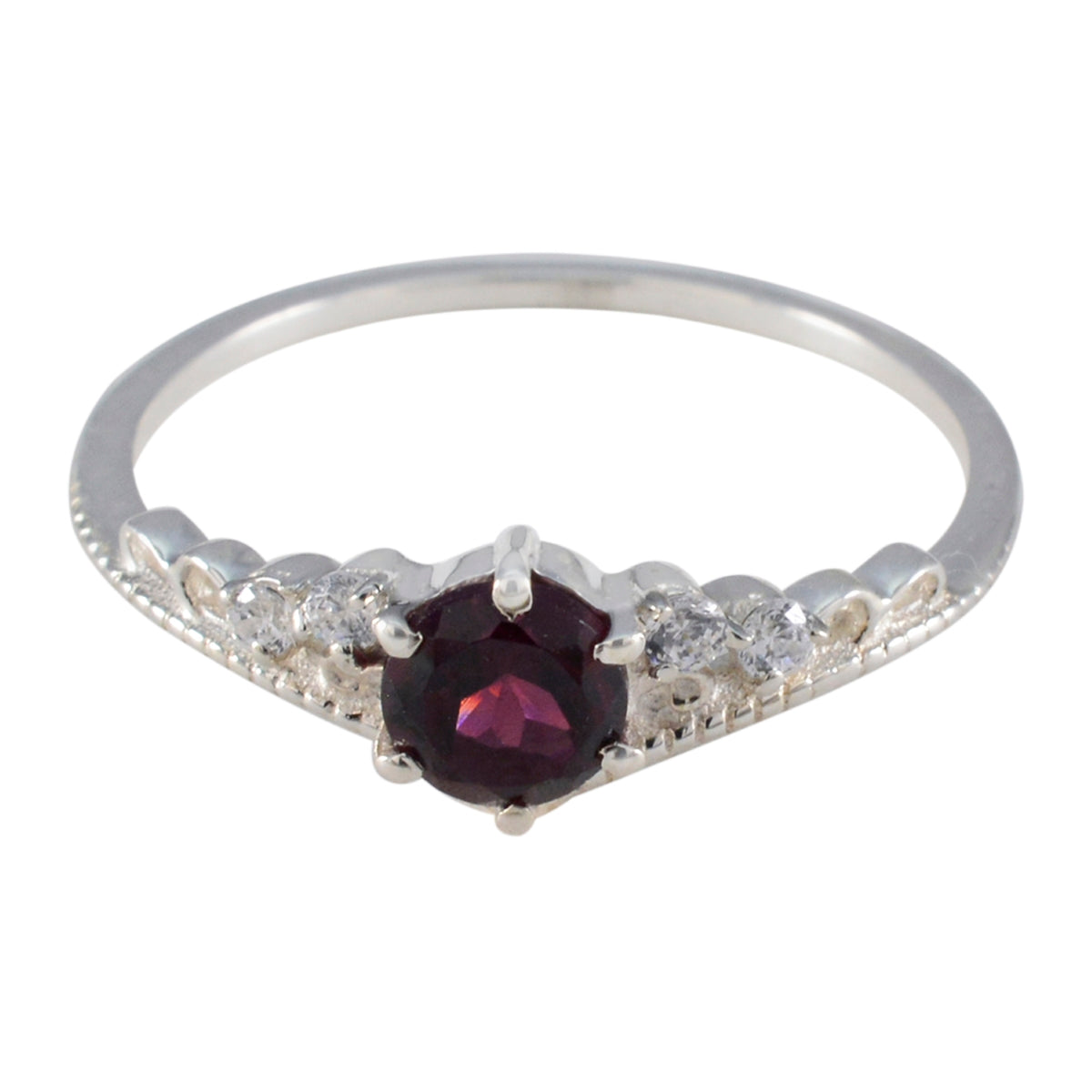 Garnet Halo American Silver Red Gemstone Elegant  Fairytale Ring Jewellery Hoofdafbeelding