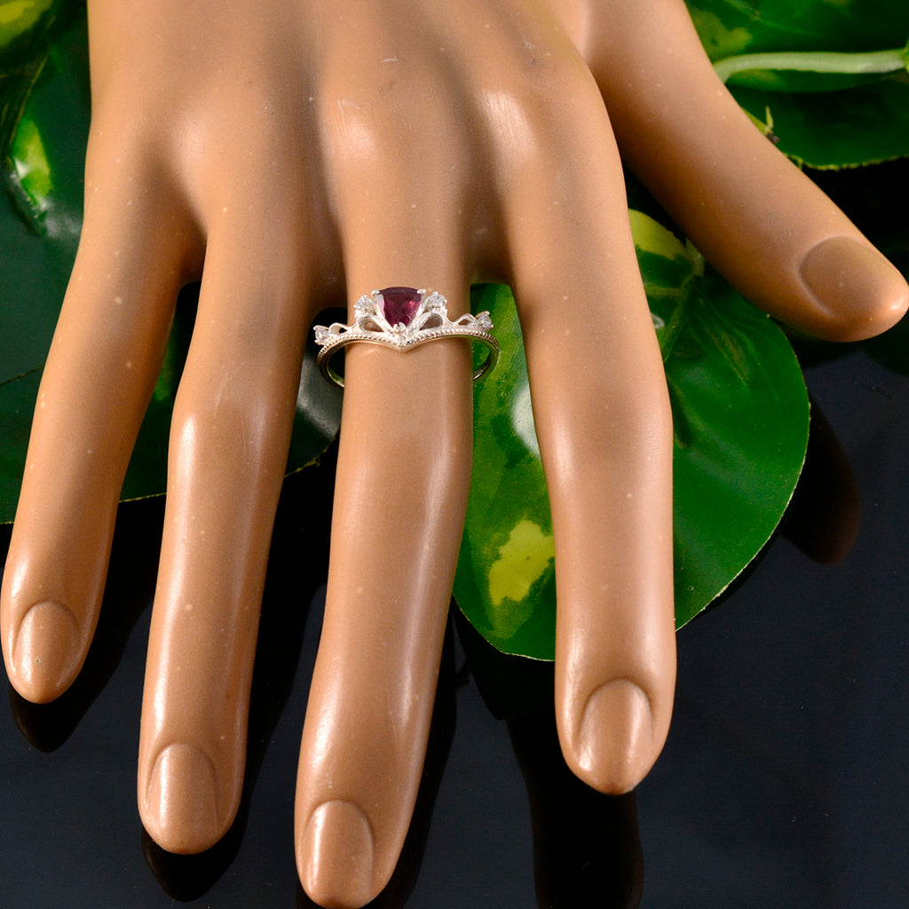 Garnet Halo Turkish 92.5 Silver Red Gemstone Elegant  Sophisticated Ring Jewelry