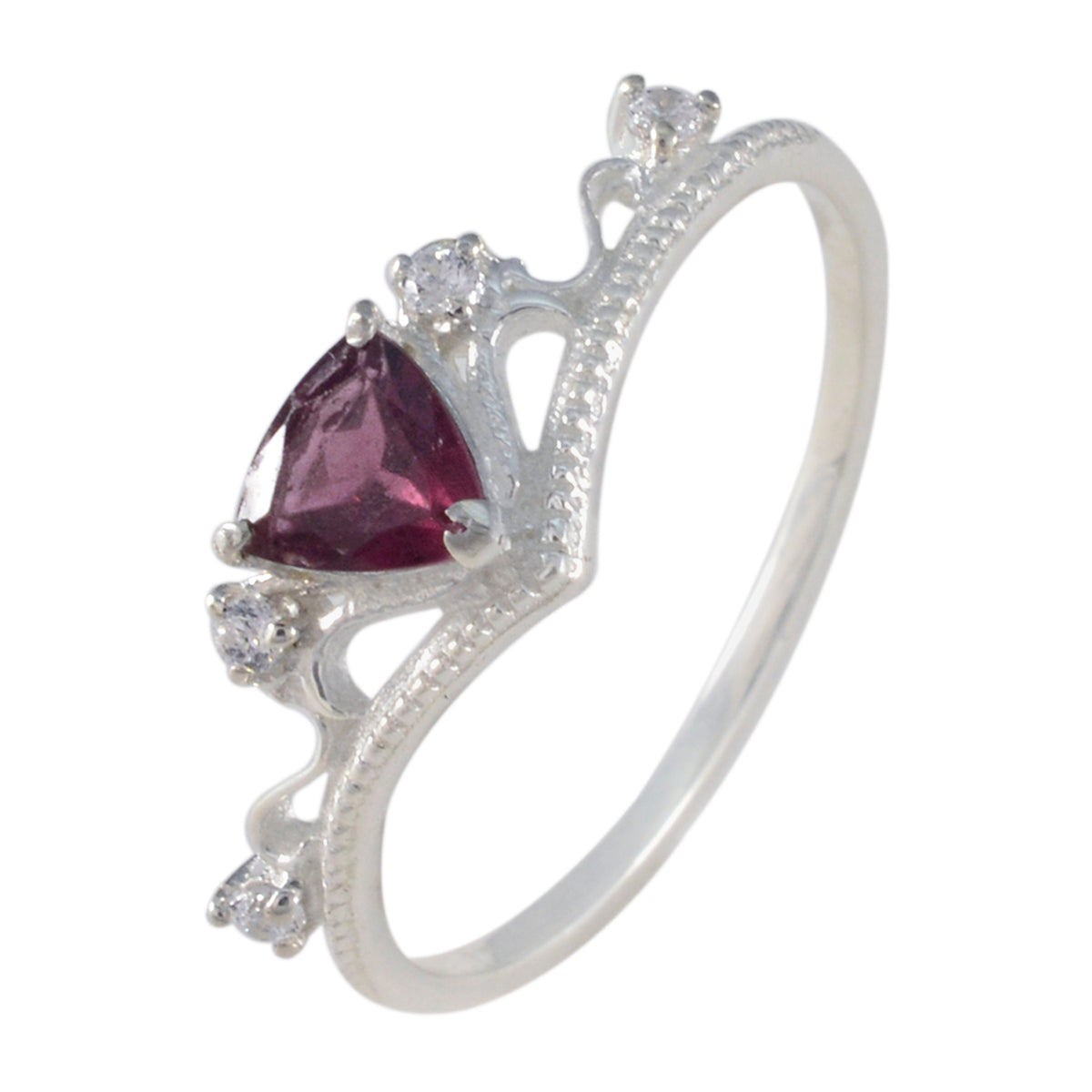 Garnet Halo Turkish 92.5 Silver Red Gemstone Elegant  Sophisticated Ring Jewelry