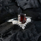 Garnet Halo American 925 Silver Red Gems Delicate Glamorous Ring Jewelry