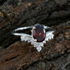 Garnet Halo American 925 Silver Red Gems Delicate Glamorous Ring Jewelry