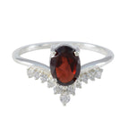 Garnet Halo American 925 Silver Red Gems Delicate Glamorous Ring Jewelry