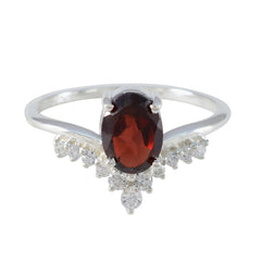 Garnet Halo American 925 Silver Red Gems Delicate Glamorous Ring Jewelry
