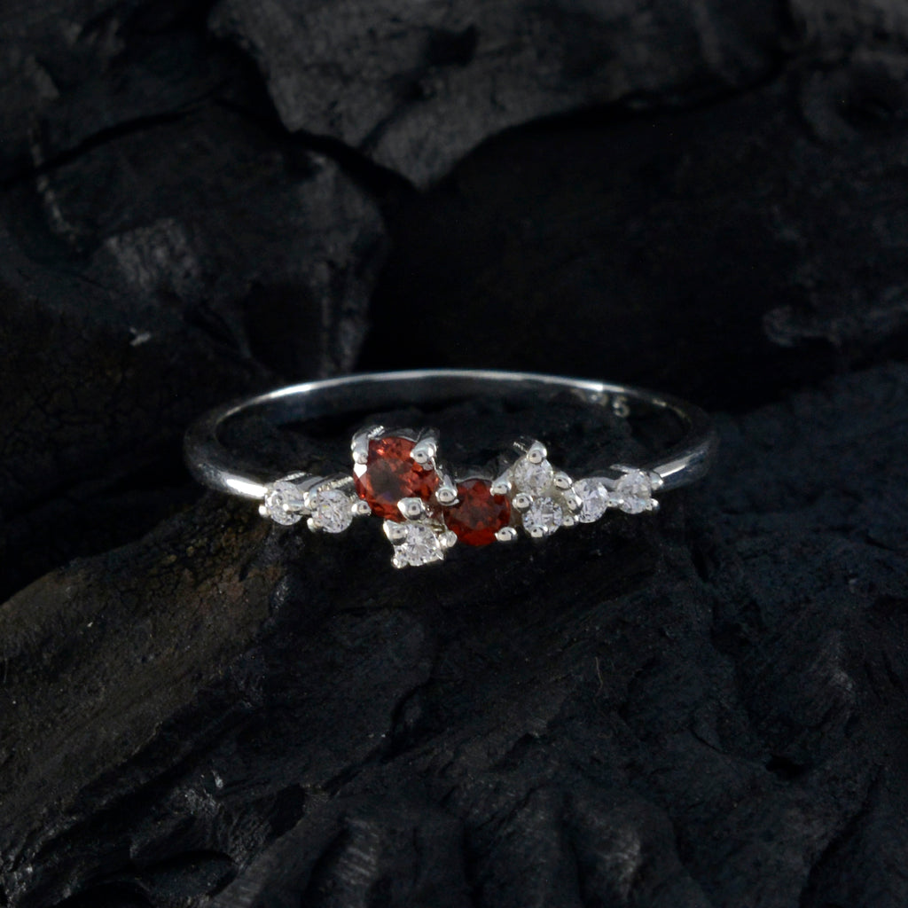 Garnet multiple Korean Sterling Silver Red Gems Elegant  Modern Ring Jewellery