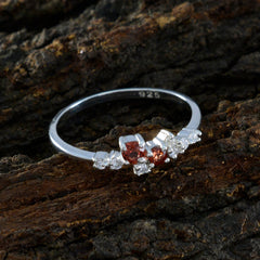 Garnet multiple Korean Sterling Silver Red Gems Elegant  Modern Ring Jewellery