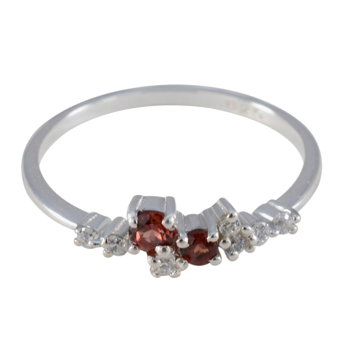 Garnet multiple Korean Sterling Silver Red Gems Elegant  Modern Ring Jewellery