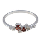 Garnet multiple Korean Sterling Silver Red Gems Elegant  Modern Ring Jewellery