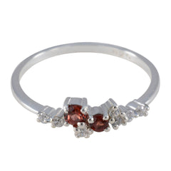Garnet multiple Korean Sterling Silver Red Gems Elegant  Modern Ring Jewellery