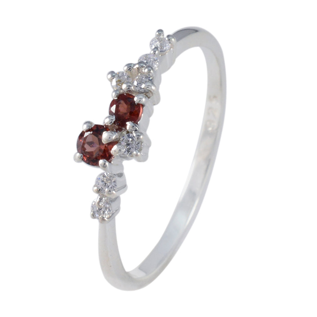 Garnet multiple Korean Sterling Silver Red Gems Elegant  Modern Ring Jewellery