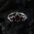 Garnet Penta American 925 Sterling Silver Red Gemstones Elegant  crown Ring Jewellery