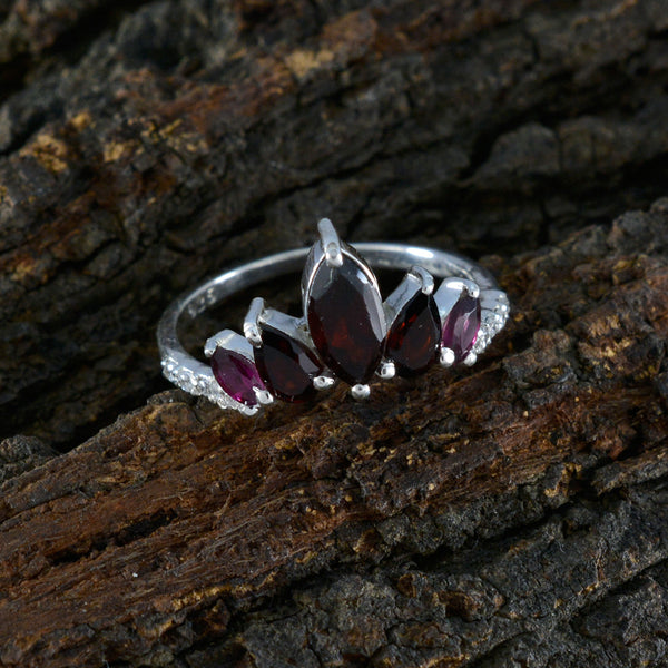 Garnet Penta American 925 Sterling Silver Red Gemstones Elegant  crown Ring Jewellery