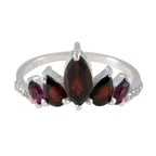 Garnet Penta American 925 Sterling Silver Red Gemstones Elegant  crown Ring Jewellery