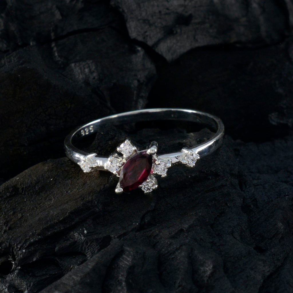 Garnet Halo Japanese 92.5 Silver Red Gemstone Minimalist Trendy Ring Jewellery