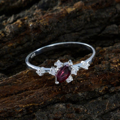 Garnet Halo Japanese 92.5 Silver Red Gemstone Minimalist Trendy Ring Jewellery