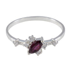 Garnet Halo Japanese 92.5 Silver Red Gemstone Minimalist Trendy Ring Jewellery