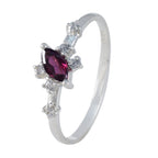 Garnet Halo Japanese 92.5 Silver Red Gemstone Minimalist Trendy Ring Jewellery