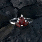 Garnet Trilogy Turkish Silver Red Gems Elegant  crown Ring Jewellery