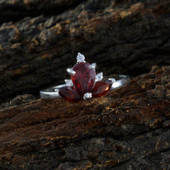 Garnet Trilogy Turkish Silver Red Gems Elegant  crown Ring Jewellery