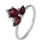 Garnet Trilogy Turkish Silver Red Gems Elegant  crown Ring Jewellery
