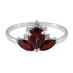 Garnet Trilogy Turkish Silver Red Gems Elegant  crown Ring Jewellery