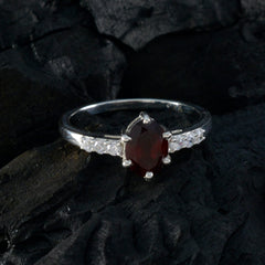 Garnet Halo American Sterling Silver Red Gemstone Dainty Luxurious Ring Jewelry
