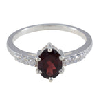 Garnet Halo American Sterling Silver Red Gemstone Dainty Luxurious Ring Jewelry