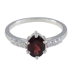 Garnet Halo American Sterling Silver Red Gemstone Dainty Luxurious Ring Jewelry