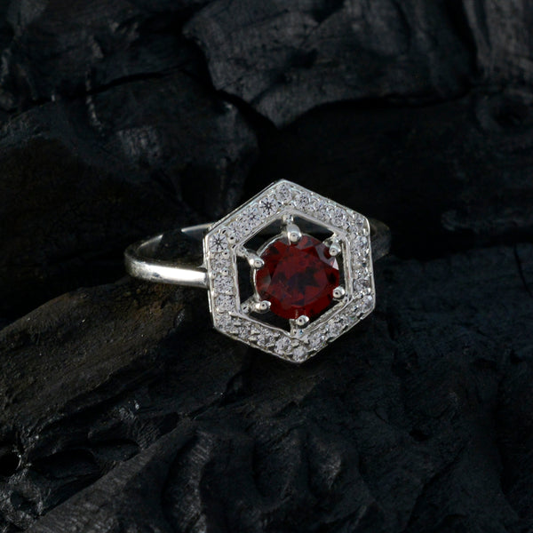 Garnet Halo Korean Sterling Silver Red Gems Dainty Graceful Ring Jewellery