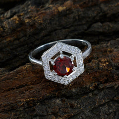 Granat Halo Koreanischer Sterling Silber Rote Edelsteine Zierlicher Anmutiger Ring Schmuck