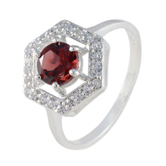 Granat Halo Koreanischer Sterling Silber Rote Edelsteine Zierlicher Anmutiger Ring Schmuck