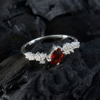 Garnet Halo Korean Silver Red Gemstone Elegant  Contemporary Ring Jewellery