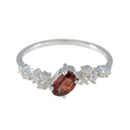 Garnet Halo Korean Silver Red Gemstone Elegant  Contemporary Ring Jewellery